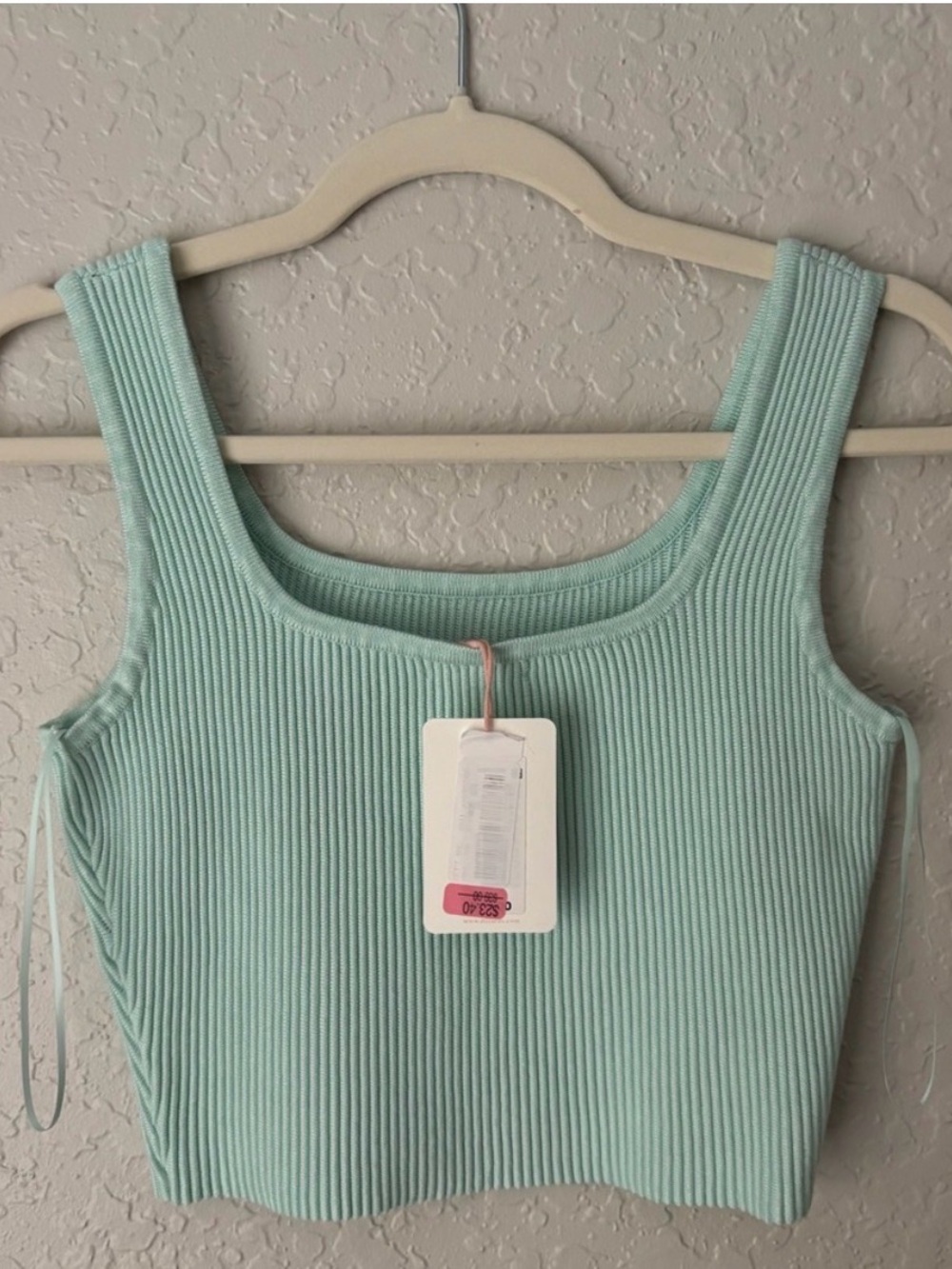 GB girls Mint Green Ribbed Scoop Crop Tank